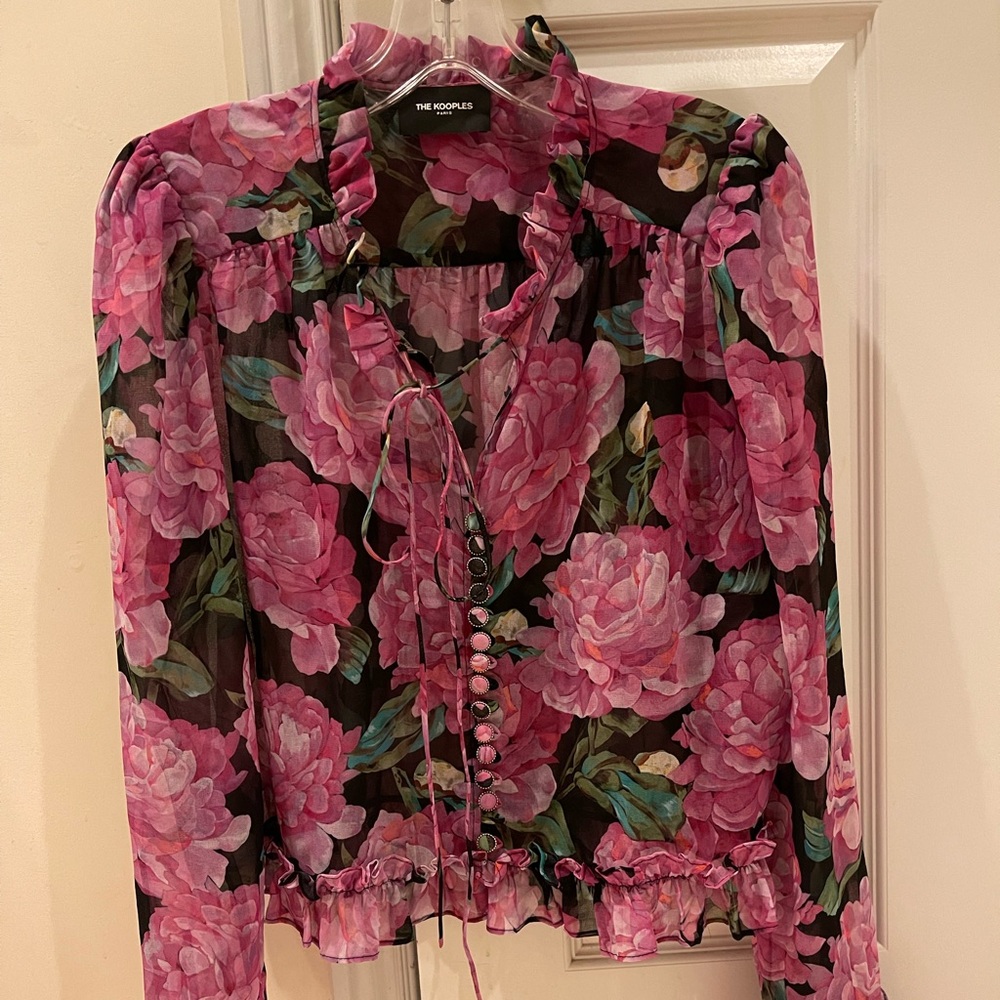 Kooples sheer floral top